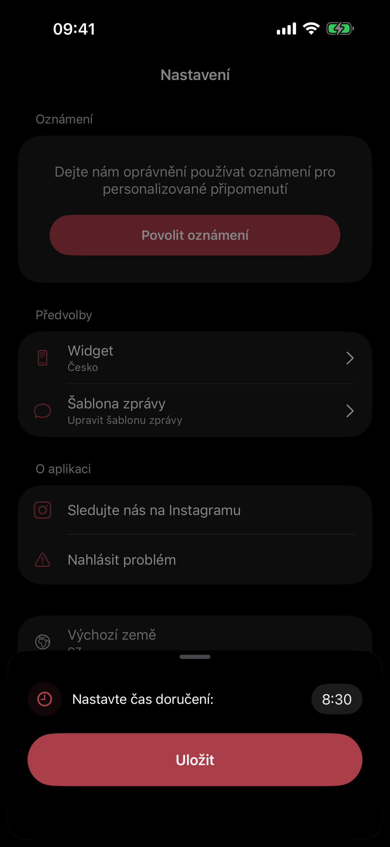 Nastavení připomínek jmenin