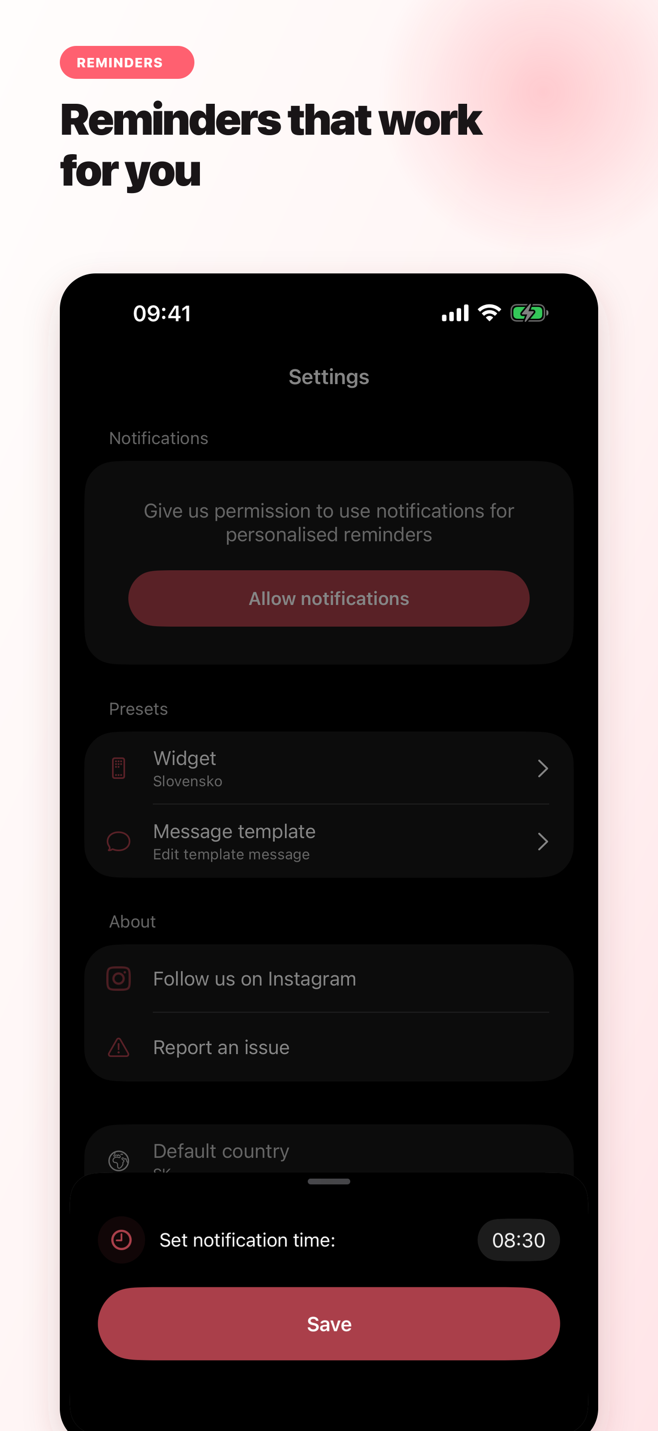 Name-day reminder settings