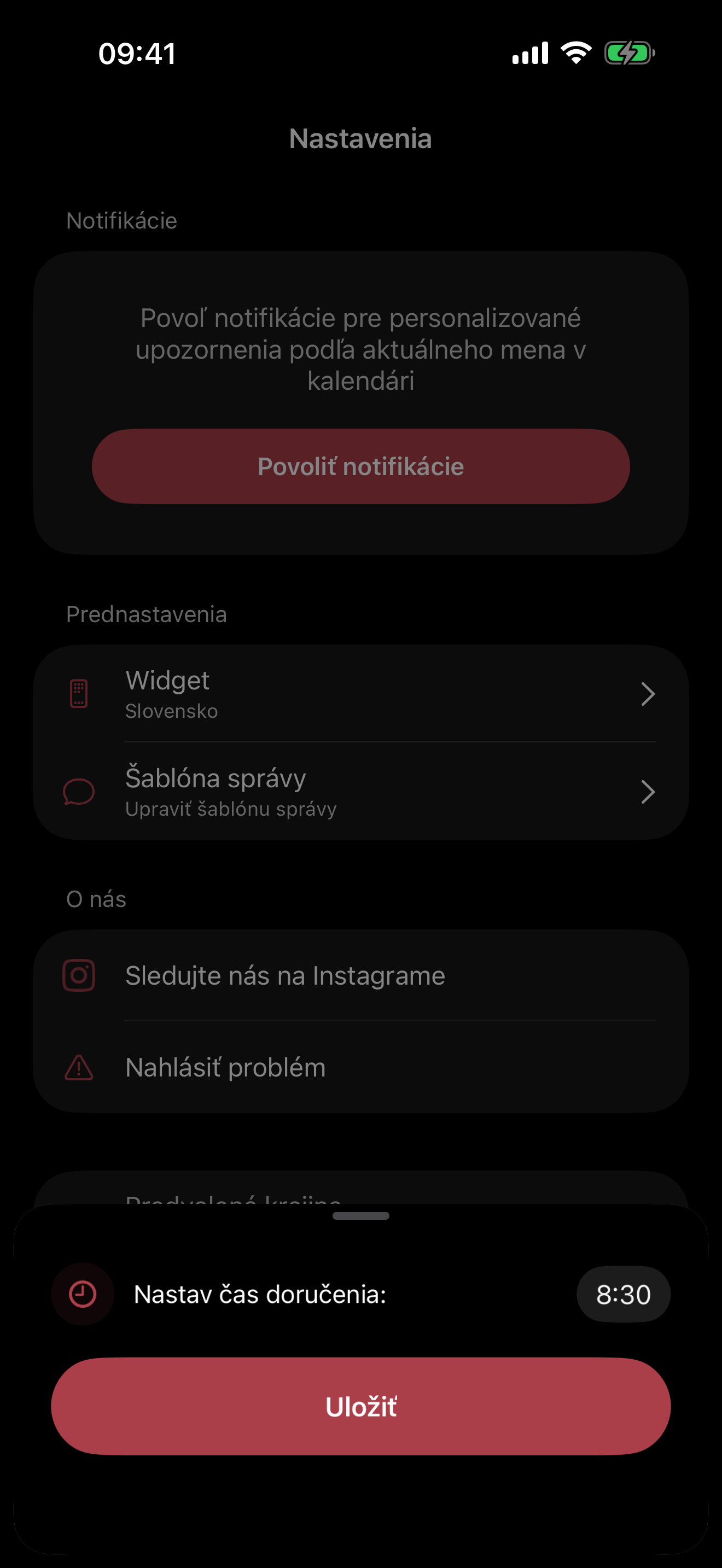 Nastavenie pripomienok menín